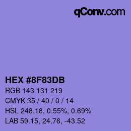 カラーコード: HEX #8F83DB | qconv.com