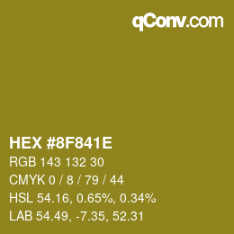 Color code: HEX #8F841E | qconv.com