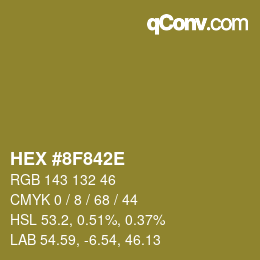 Color code: HEX #8F842E | qconv.com