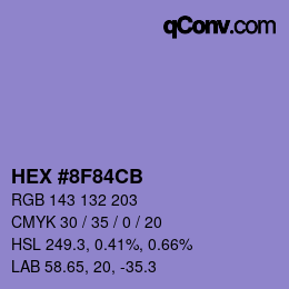 Color code: HEX #8F84CB | qconv.com