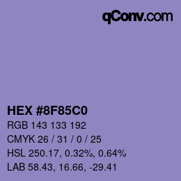 Color code: HEX #8F85C0 | qconv.com