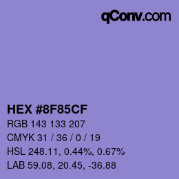 Color code: HEX #8F85CF | qconv.com