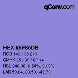 颜色代码: HEX #8F85DB | qconv.com