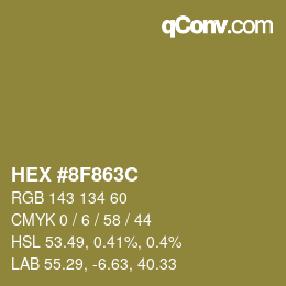 Color code: HEX #8F863C | qconv.com
