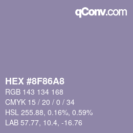 颜色代码: HEX #8F86A8 | qconv.com