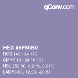 Color code: HEX #8F86B0 | qconv.com