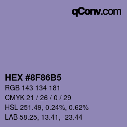 カラーコード: HEX #8F86B5 | qconv.com