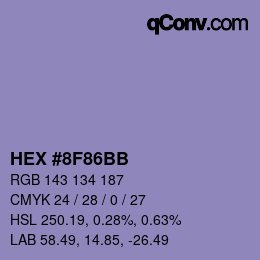 Color code: HEX #8F86BB | qconv.com