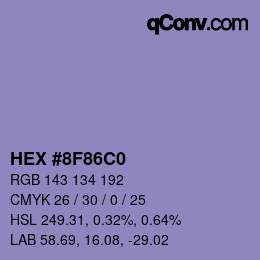 Color code: HEX #8F86C0 | qconv.com