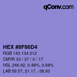 カラーコード: HEX #8F86D4 | qconv.com