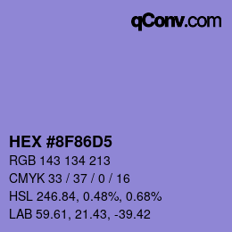 Color code: HEX #8F86D5 | qconv.com