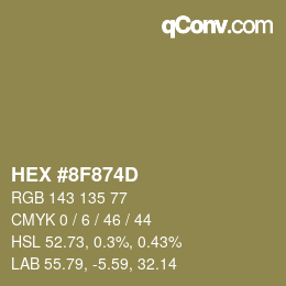 颜色代码: HEX #8F874D | qconv.com