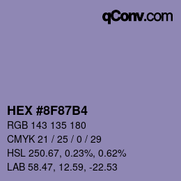 Color code: HEX #8F87B4 | qconv.com