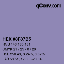 カラーコード: HEX #8F87B5 | qconv.com