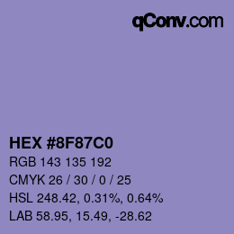 颜色代码: HEX #8F87C0 | qconv.com