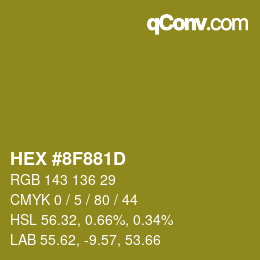 カラーコード: HEX #8F881D | qconv.com