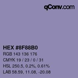 颜色代码: HEX #8F88B0 | qconv.com