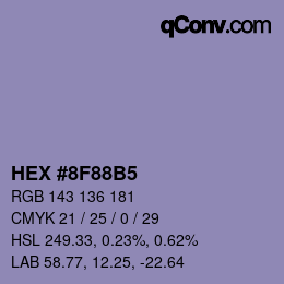 カラーコード: HEX #8F88B5 | qconv.com