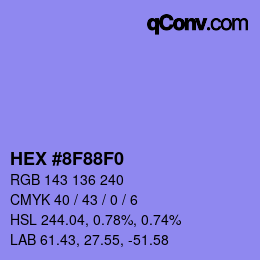 Color code: HEX #8F88F0 | qconv.com