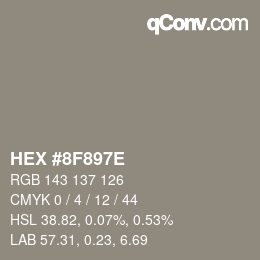 Color code: HEX #8F897E | qconv.com