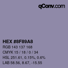 Color code: HEX #8F89A8 | qconv.com