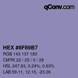 Color code: HEX #8F89B7 | qconv.com