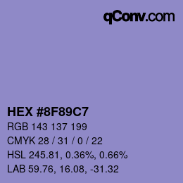 Color code: HEX #8F89C7 | qconv.com