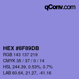 カラーコード: HEX #8F89DB | qconv.com