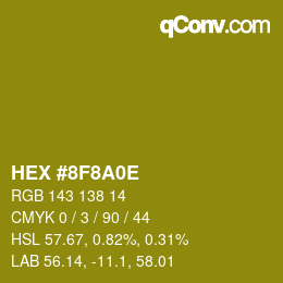 Color code: HEX #8F8A0E | qconv.com
