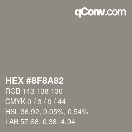 Farbcode: HEX #8F8A82 | qconv.com