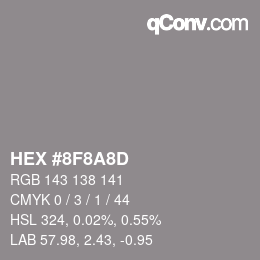 颜色代码: HEX #8F8A8D | qconv.com