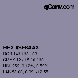 Color code: HEX #8F8AA3 | qconv.com