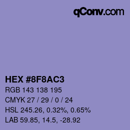 Color code: HEX #8F8AC3 | qconv.com