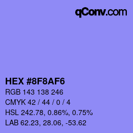 Color code: HEX #8F8AF6 | qconv.com
