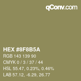 Color code: HEX #8F8B5A | qconv.com