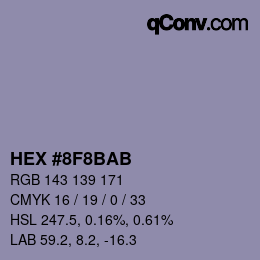 Color code: HEX #8F8BAB | qconv.com