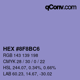 Color code: HEX #8F8BC6 | qconv.com