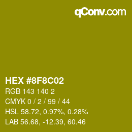 Color code: HEX #8F8C02 | qconv.com