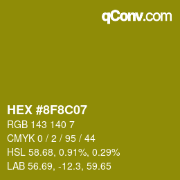 カラーコード: HEX #8F8C07 | qconv.com