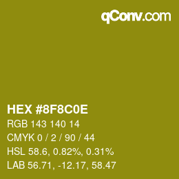 カラーコード: HEX #8F8C0E | qconv.com