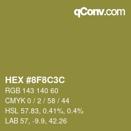 Color code: HEX #8F8C3C | qconv.com