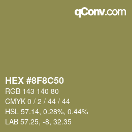 Color code: HEX #8F8C50 | qconv.com