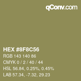 Color code: HEX #8F8C56 | qconv.com