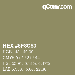 Color code: HEX #8F8C63 | qconv.com