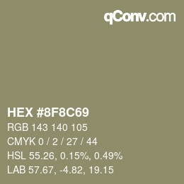 Color code: HEX #8F8C69 | qconv.com