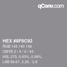 Farbcode: HEX #8F8C92 | qconv.com