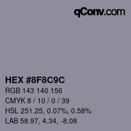 Color code: HEX #8F8C9C | qconv.com
