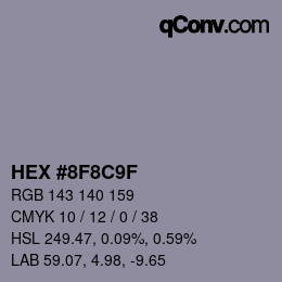 Color code: HEX #8F8C9F | qconv.com