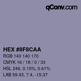 カラーコード: HEX #8F8CAA | qconv.com