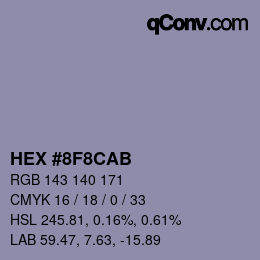 Color code: HEX #8F8CAB | qconv.com